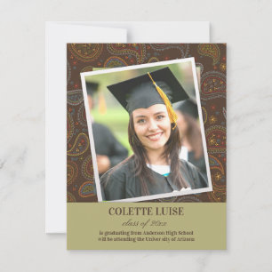 Graduation Photo Faire-part Paisleys