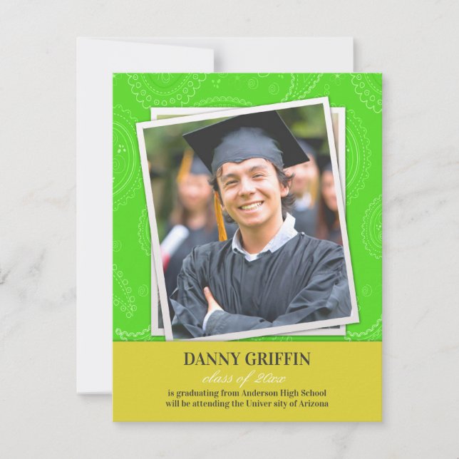 Graduation Photo Faire-part Paisleys (Devant)