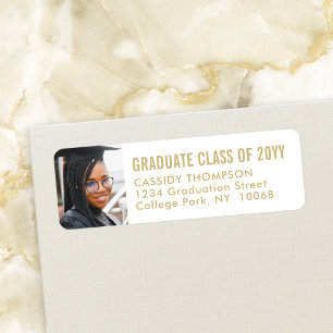 Graduation Photo Gold and White Return Address