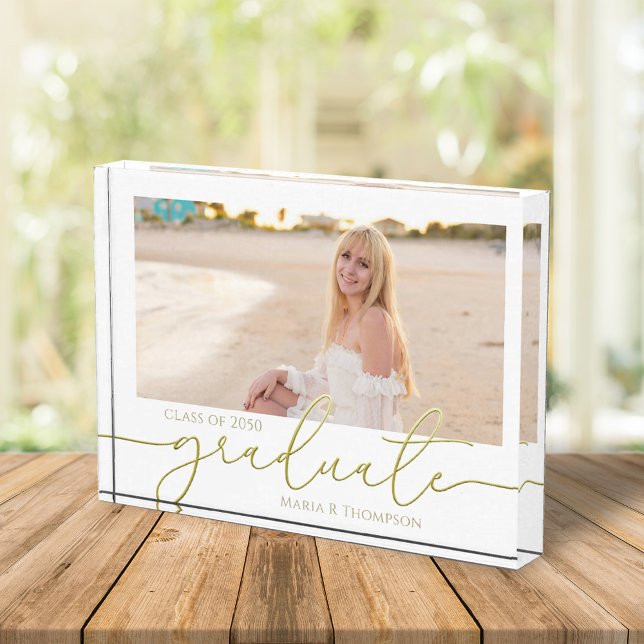 Graduation Photo Gold Calligraphy Script Block (Creator Uploaded)