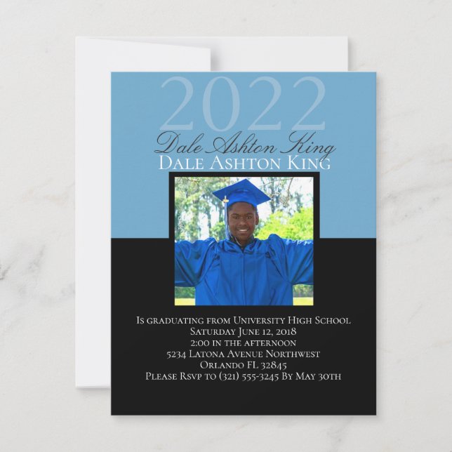 Graduation Photo Invitation Template For Males (Front)