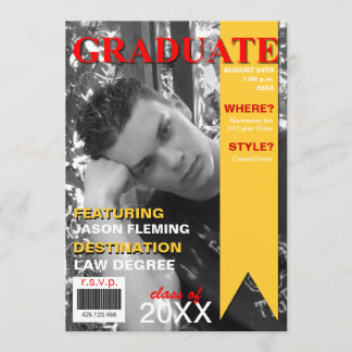 Graduation Photo Magazine Cover Invitation