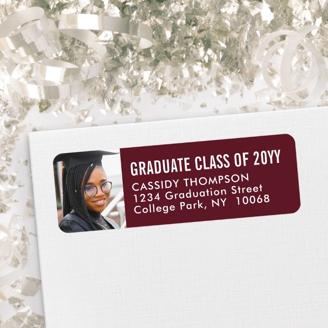 Graduation Photo Maroon and White Return Address (Creator Uploaded)