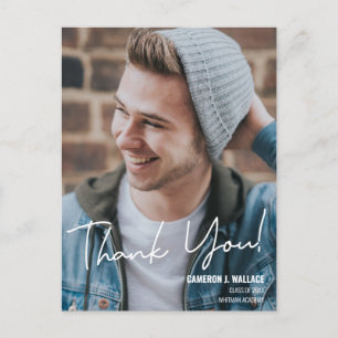 Graduation Photo Modern handlettering thank you Postcard