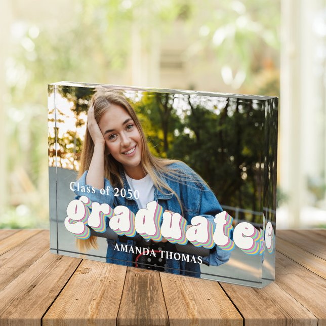 Graduation Photo Modern Retro Typography  Block (Creator Uploaded)