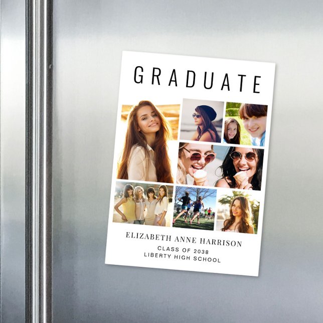 Graduation photo moderne Faire-part magnétique (Our user-friendly template makes it a breeze to upload your photos and personalize your magnet)