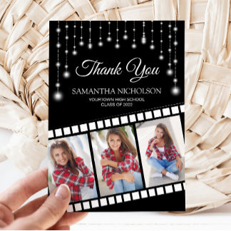 Graduation Photo Movie Reel Cinema Star Thank You Card