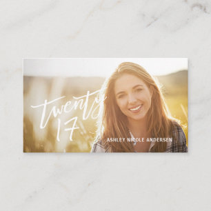 Graduation Photo Name Card Modern Handwritten Text