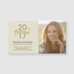 Graduation Photo Name Cards Faux Gold Grad