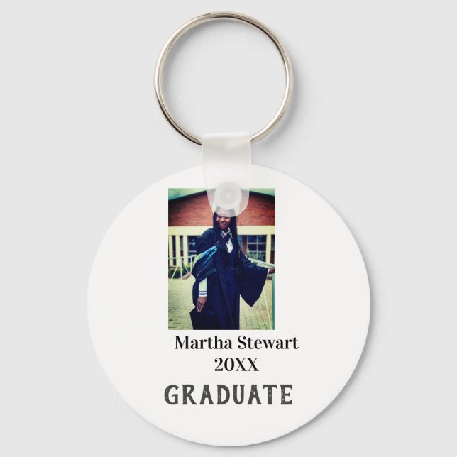 Graduation photo name year class university simple keychain (Front)