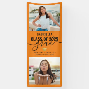 Graduation Photo Orange School Colour Elegant Grad Banner