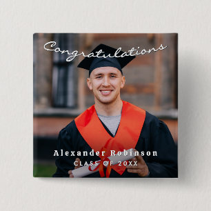 Graduation Photo Personalized College Graduate 2 Inch Square Button
