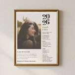 Graduation Photo Poster Class of 2026<br><div class="desc">Showcase your graduate with this Class of 2026 graduation photo poster, designed to highlight their favorite senior photo and high school accomplishments. Personalize the layout with achievements, activities, and milestones to create a meaningful graduation keepsake perfect for celebrating this big moment.</div>