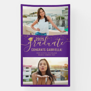 Graduation Photo Purple Gold Class of 2025 Large  Banner