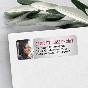 Graduation Photo Red Black & Silver Adresse de ret