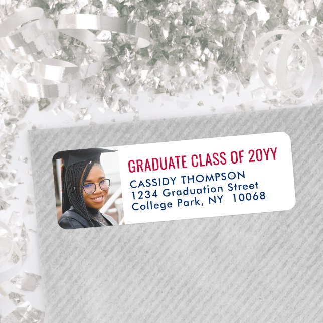 Graduation Photo Red White and Blue Return Address (Creator Uploaded)
