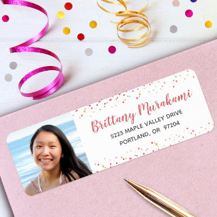 Graduation photo rose gold script modern address