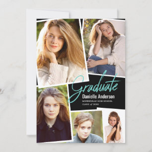Graduation Photo Scatter Collage Modern Script Announcement