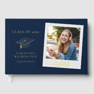Graduation Photo Script Gold Foil Party Guest Book