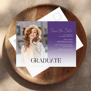 Graduation Photo Script Grad 2025 Save the Date Announcement Postcard