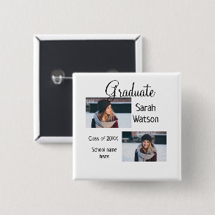 graduation photo simple classic add class year sch 2 inch square button