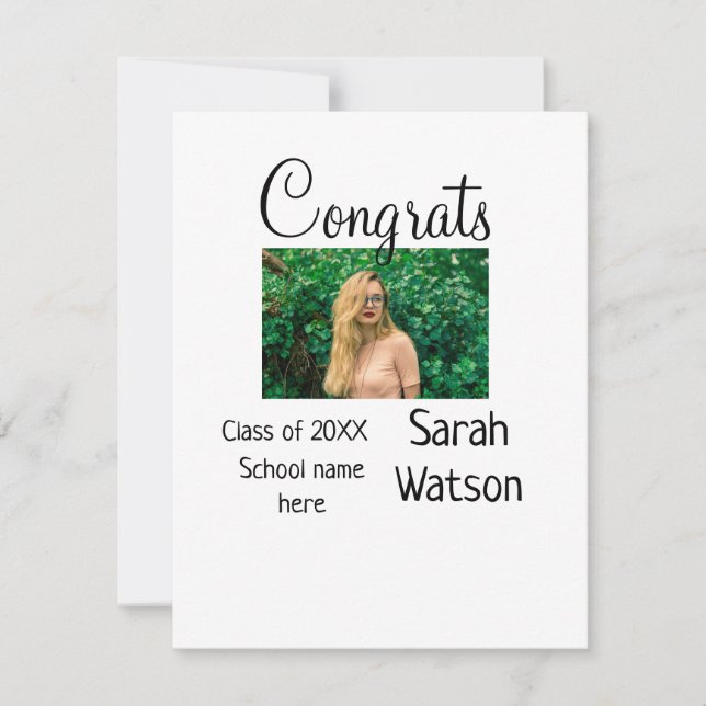 graduation photo simple classic add class year sch card (Front)