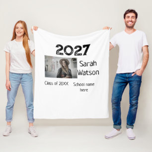 graduation photo simple classic add class year sch fleece blanket