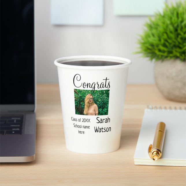 graduation photo simple classic add class year sch paper cups (Insitu)