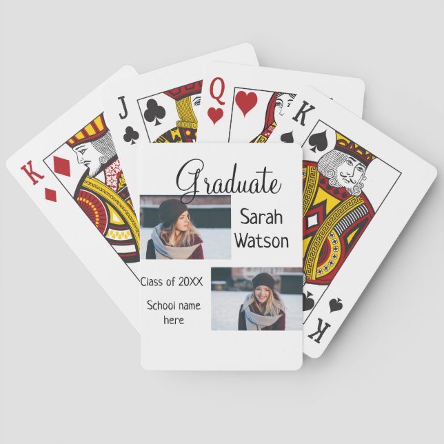 graduation photo simple classic add class year sch playing cards (Back)