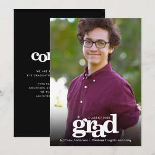 Graduation photo simple modern bold typography announcement