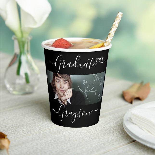Graduation Photo Simple Modern Open House Party Paper Cups (Insitu)