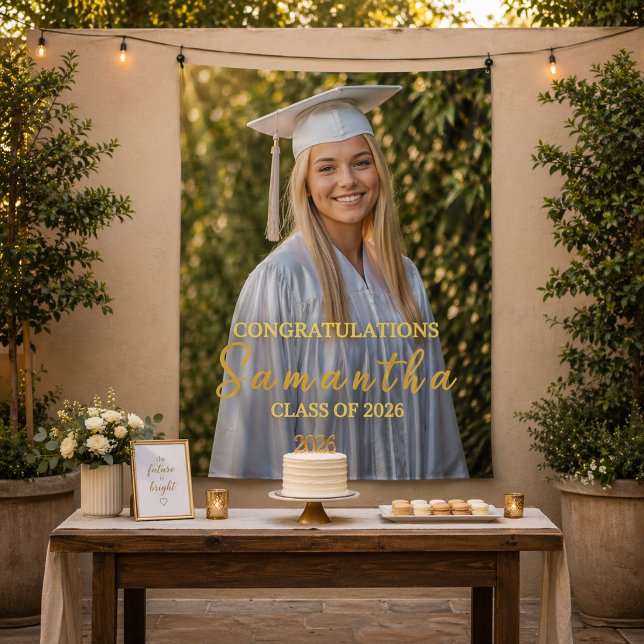 Graduation Photo Tapestry Class of 2026 (Elegant graduation photo tapestry for a beautiful and memorable Class of 2026 celebration.)