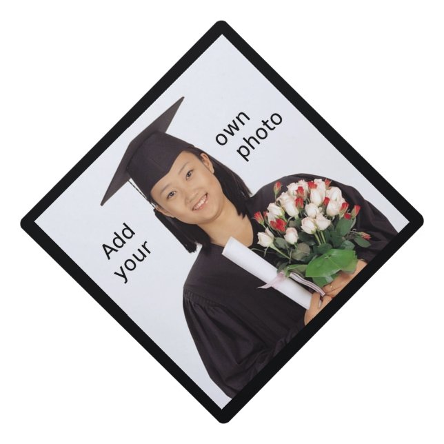 Graduation Photo Tassel Topper, black Cap Topper (Front)