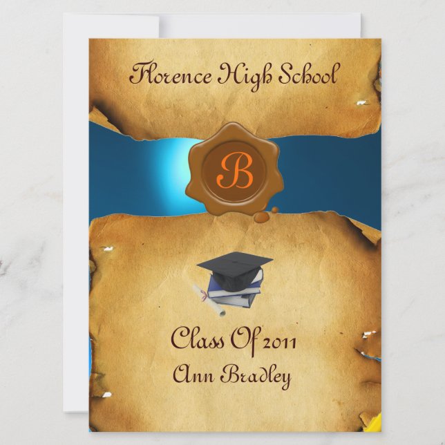 GRADUATION PHOTO TEMPLATE PARCHMENT blue Wax Seal (Front)