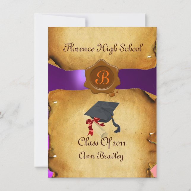 GRADUATION PHOTO TEMPLATE PARCHMENT blue Wax Seal (Front)