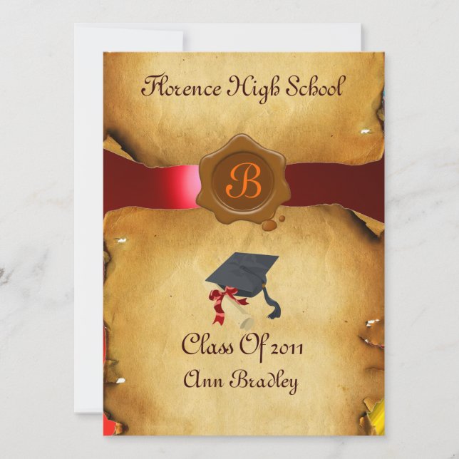 GRADUATION PHOTO TEMPLATE PARCHMENT red Wax Seal (Front)