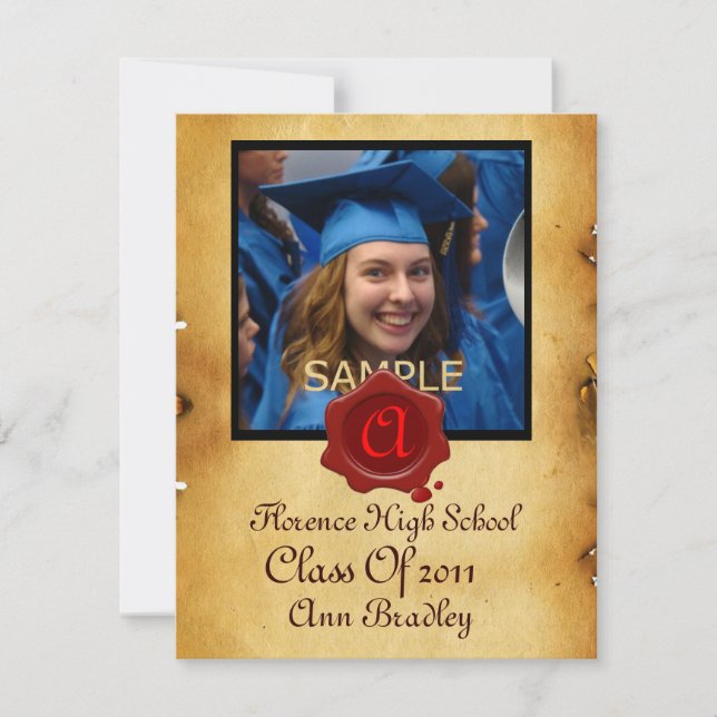 GRADUATION PHOTO TEMPLATE PARCHMENT red Wax Seal (Front)