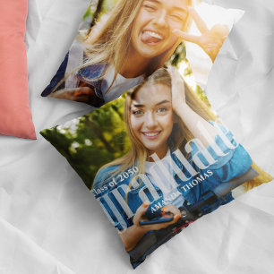 Graduation Photo Template Typography Custom Throw Pillow