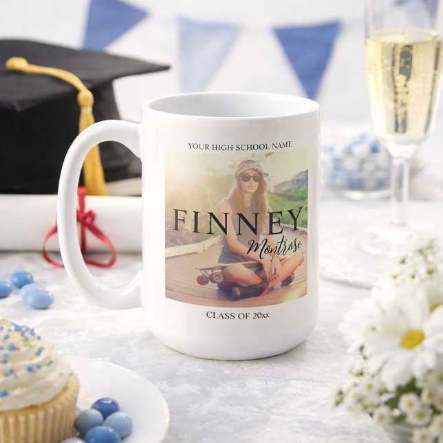 Graduation Photo Text Overlay  Coffee Mug (Graduation photo/text overlay mug)