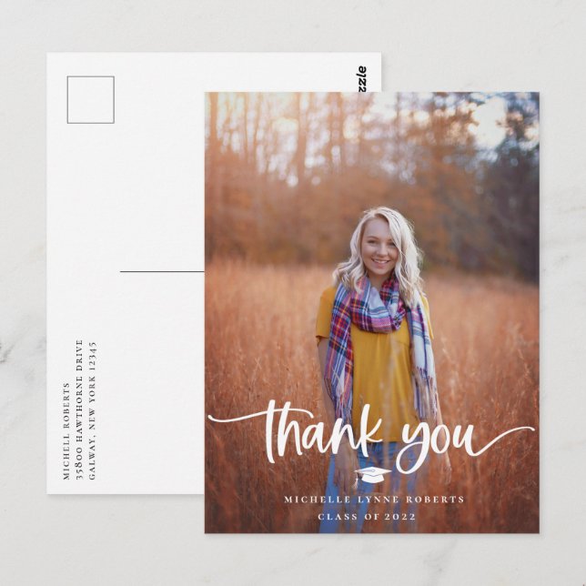 Graduation Photo Thank You Postcard (Front/Back)