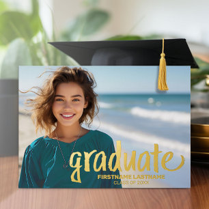 Graduation Photo - ustic Script with Grad Party