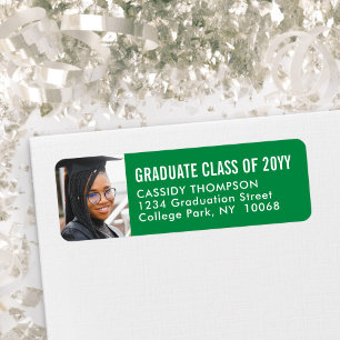 Graduation Photo Vert et Blanc Adresse de retour
