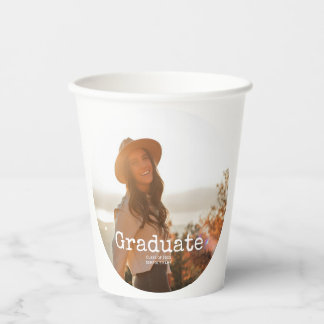 Graduation Photo Vintage Typography Paper Cups