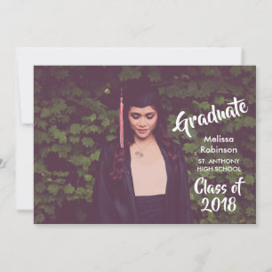 Graduation Photo with Trendy Font  Party Invitation