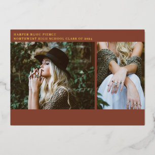 Graduation Photos Line Art Terracotta Faire-part