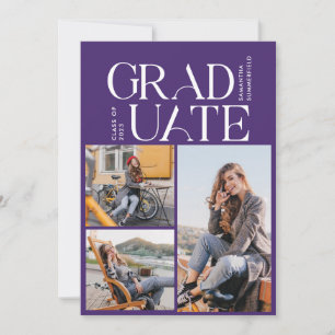 Graduation Photos Purple Graduate 2026 Party Invitation