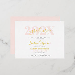 Graduation Pink Blush and Gold foil invitation