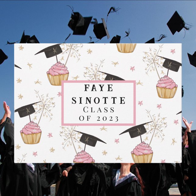 Graduation Pink Cupcake Personalized Note Card (Creator Uploaded)