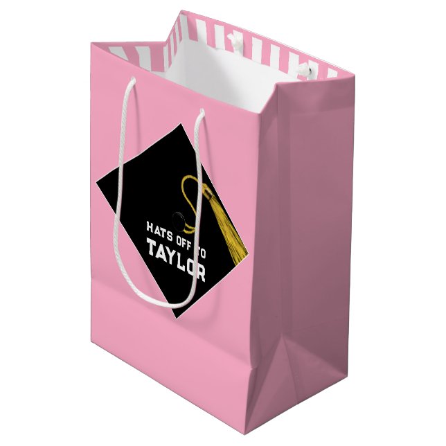 Graduation Pink Medium Gift Bag (Front Angled)