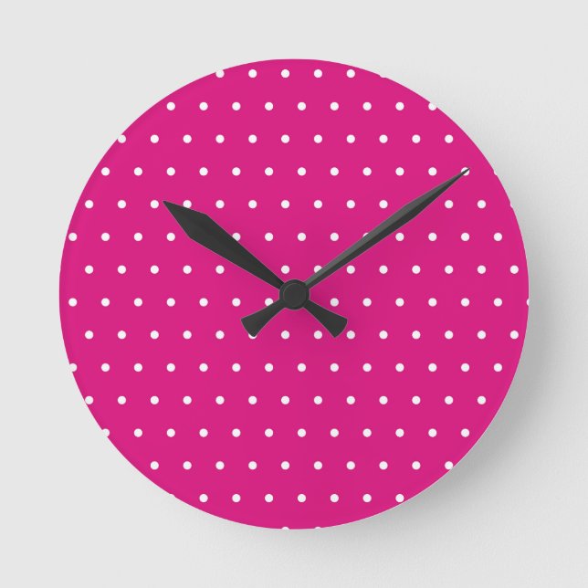 Graduation Pink Polka Dots Hat, Diploma Round Clock (Front)